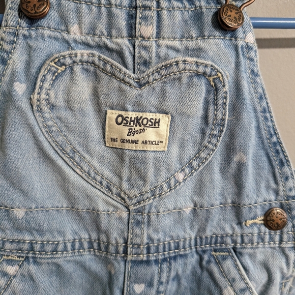 Baby OshKosh B'Gosh denim overalls heart pocket 9M - Picture 2 of 10
